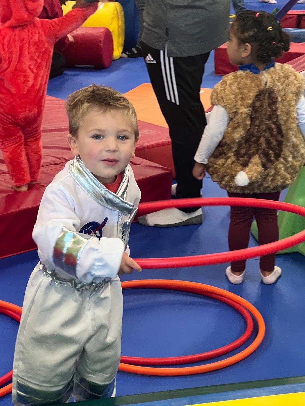 A boy participating in one of Romp n' Roll's fall camps for kids.