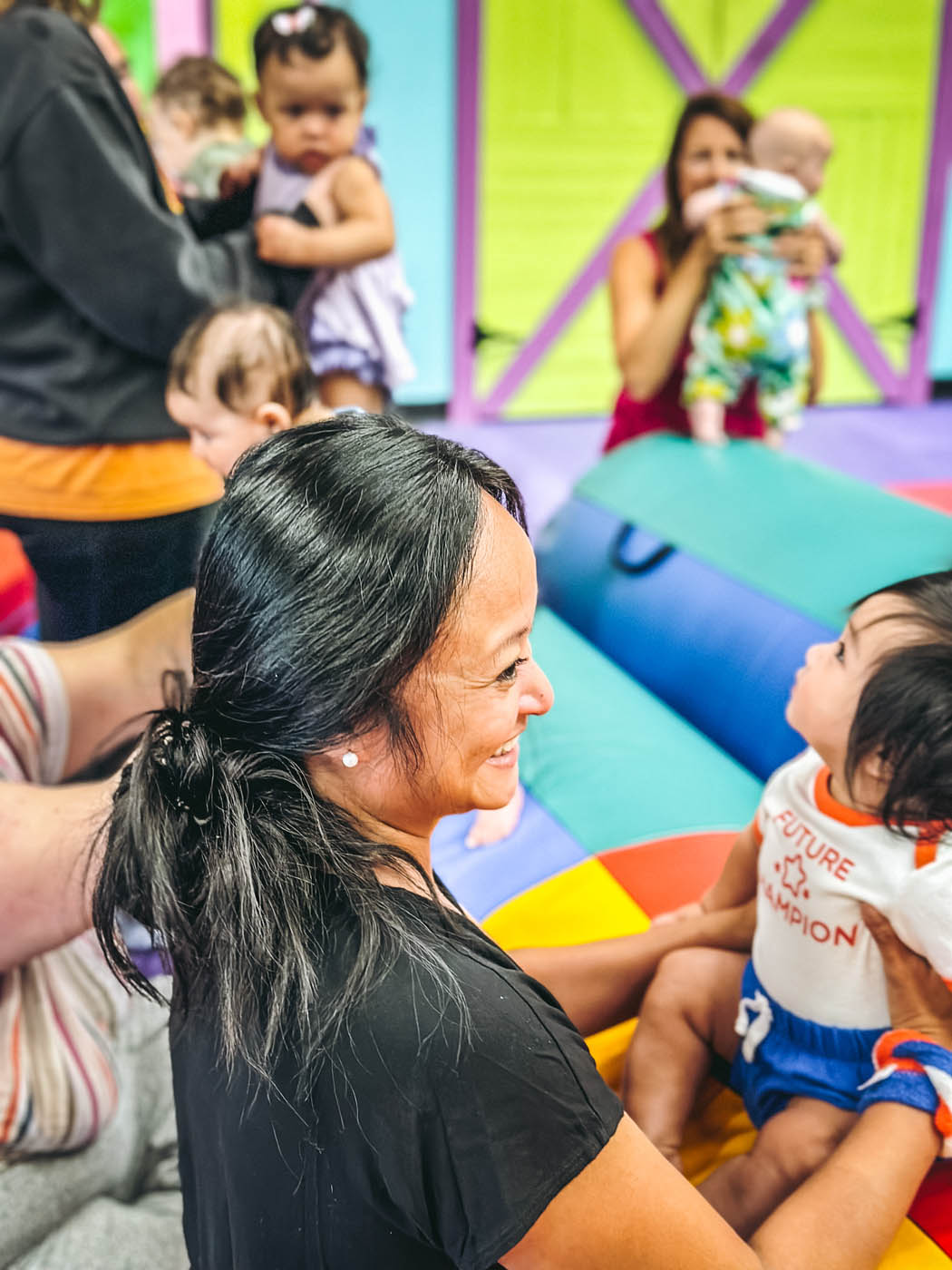 An adult with their child at mommy and me groups in Midlothian, VA.