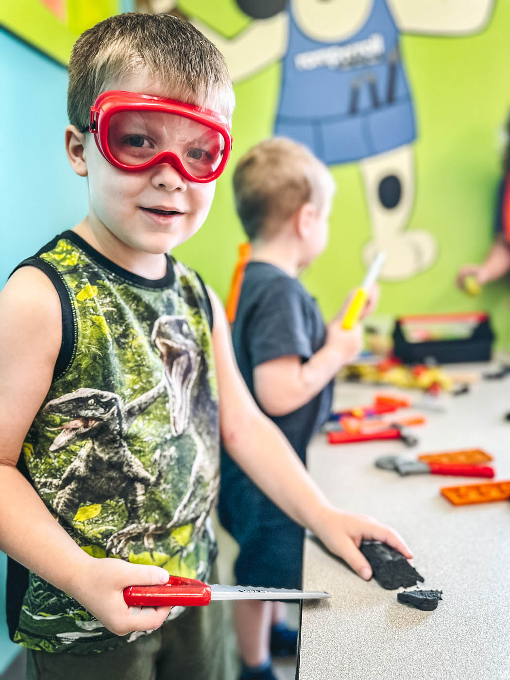 A kid enjoying an adventure class at Romp n' Roll in Katy.